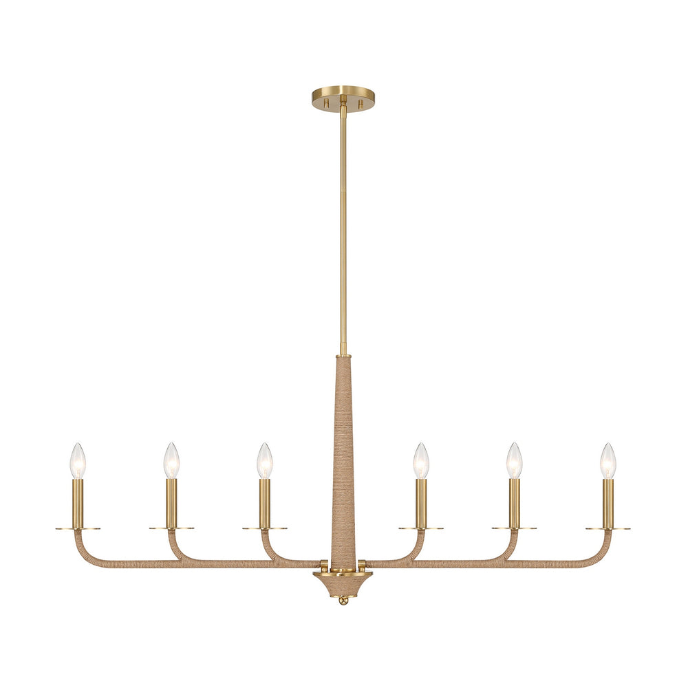 Savoy House - Six Light Chandelier - Cannon - Warm Brass and Rope- Union Lighting Luminaires Decor