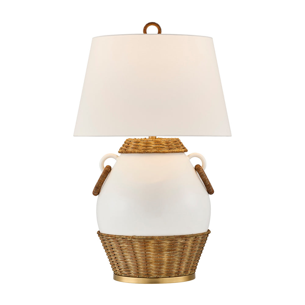 Savoy House - One Light Table Lamp - Penelope - White and Rattan- Union Lighting Luminaires Decor