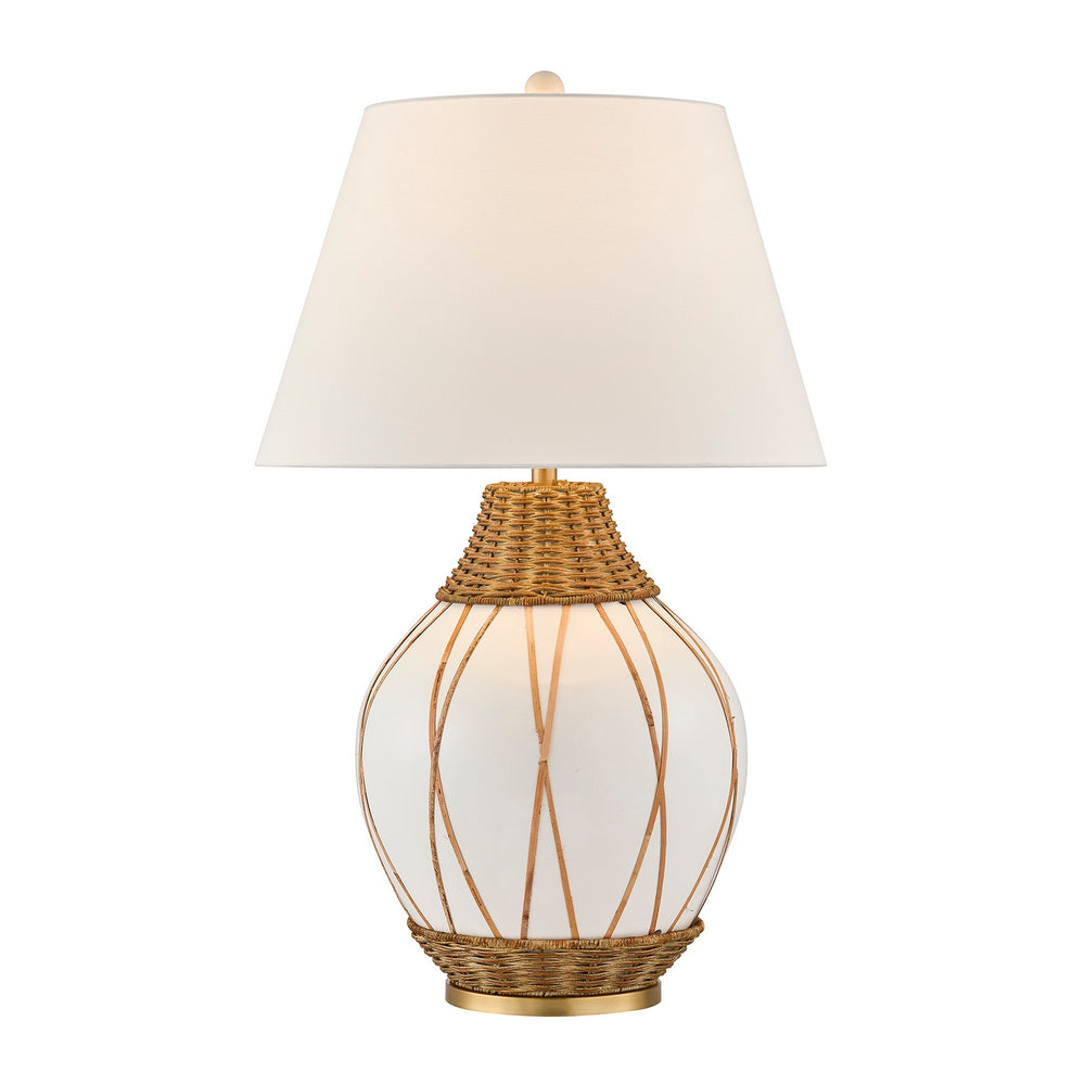 Savoy House - One Light Table Lamp - Josephine - White and Rattan- Union Lighting Luminaires Decor