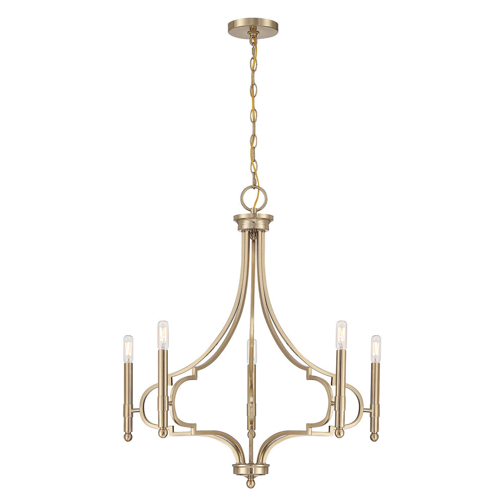 Savoy House - Five Light Chandelier - Woodlawn - Noble Brass- Union Lighting Luminaires Decor