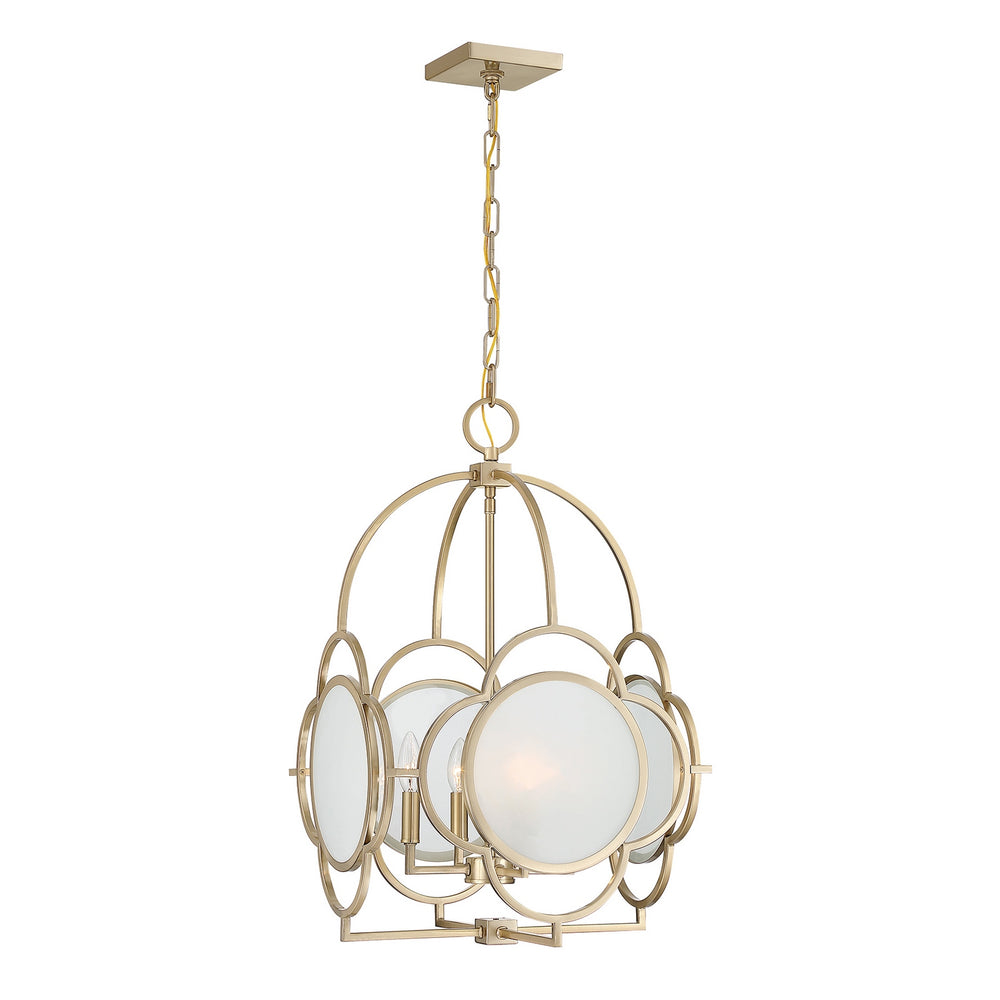 Savoy House - Four Light Pendant - Damen - Noble Brass- Union Lighting Luminaires Decor