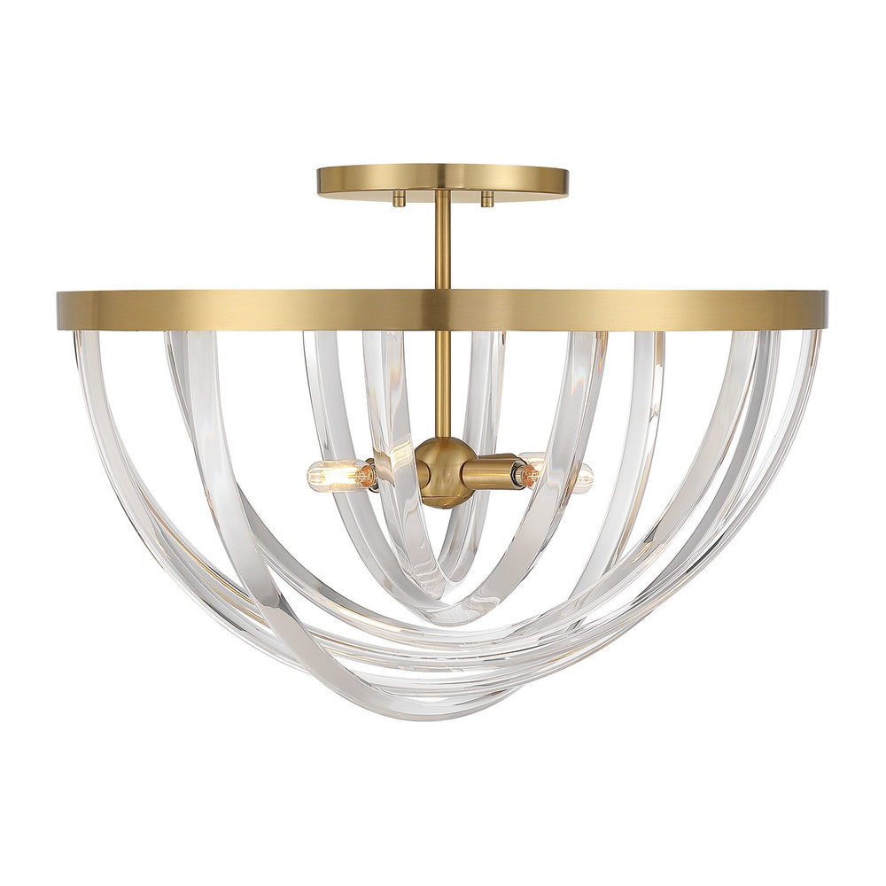 Savoy House - Four Light Semi-Flush Mount - Jennings - Warm Brass- Union Lighting Luminaires Decor