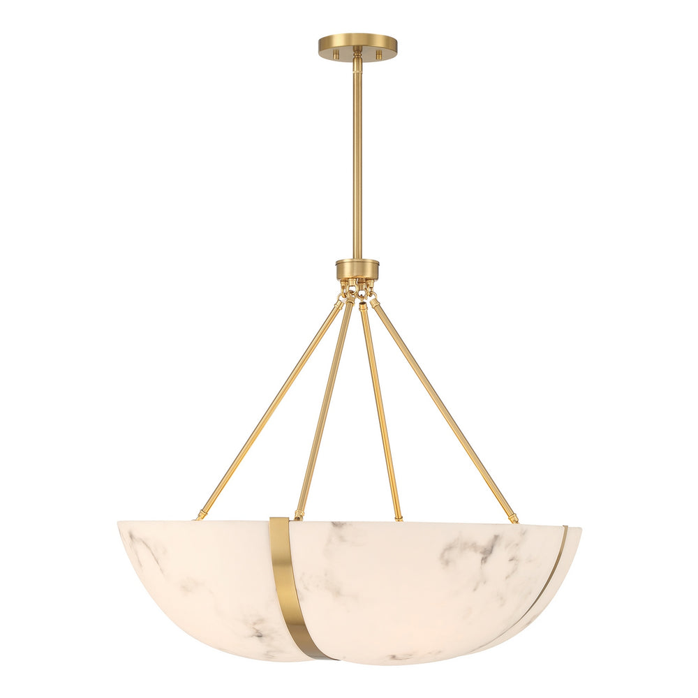 Savoy House - Four Light Pendant - Chalfont - Warm Brass- Union Lighting Luminaires Decor