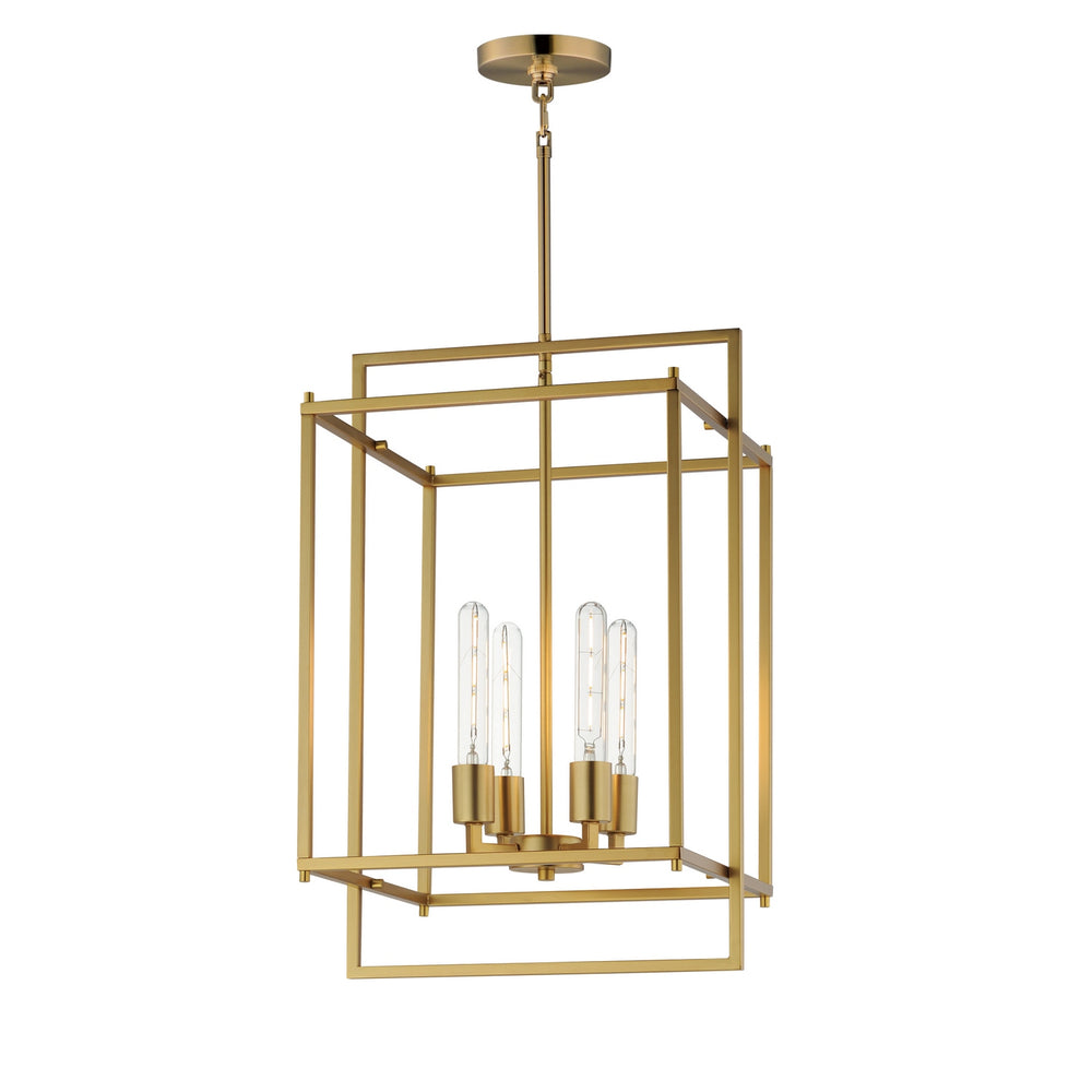 Maxim - Four Light Pendant - Gridline - Natural Aged Brass- Union Lighting Luminaires Decor