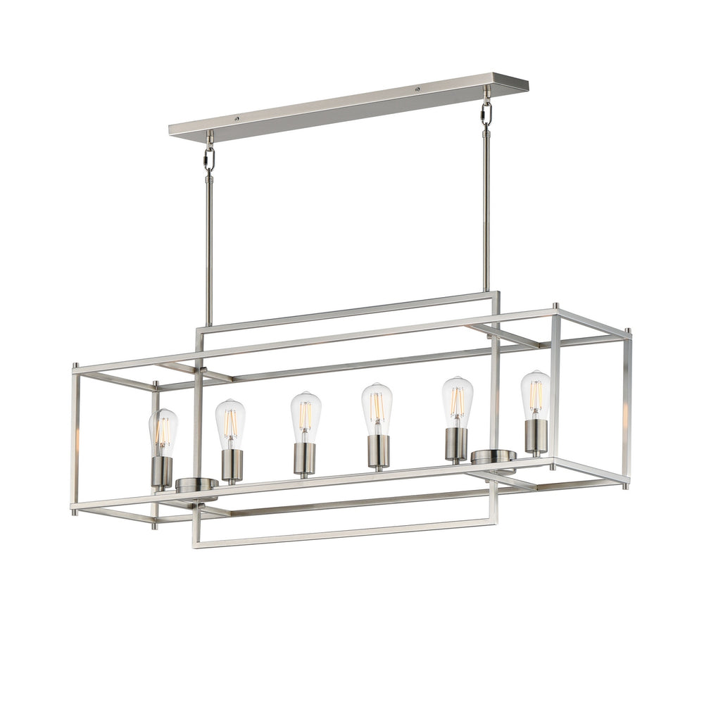 Maxim - Six Light Linear Pendant - Gridline - Satin Nickel- Union Lighting Luminaires Decor