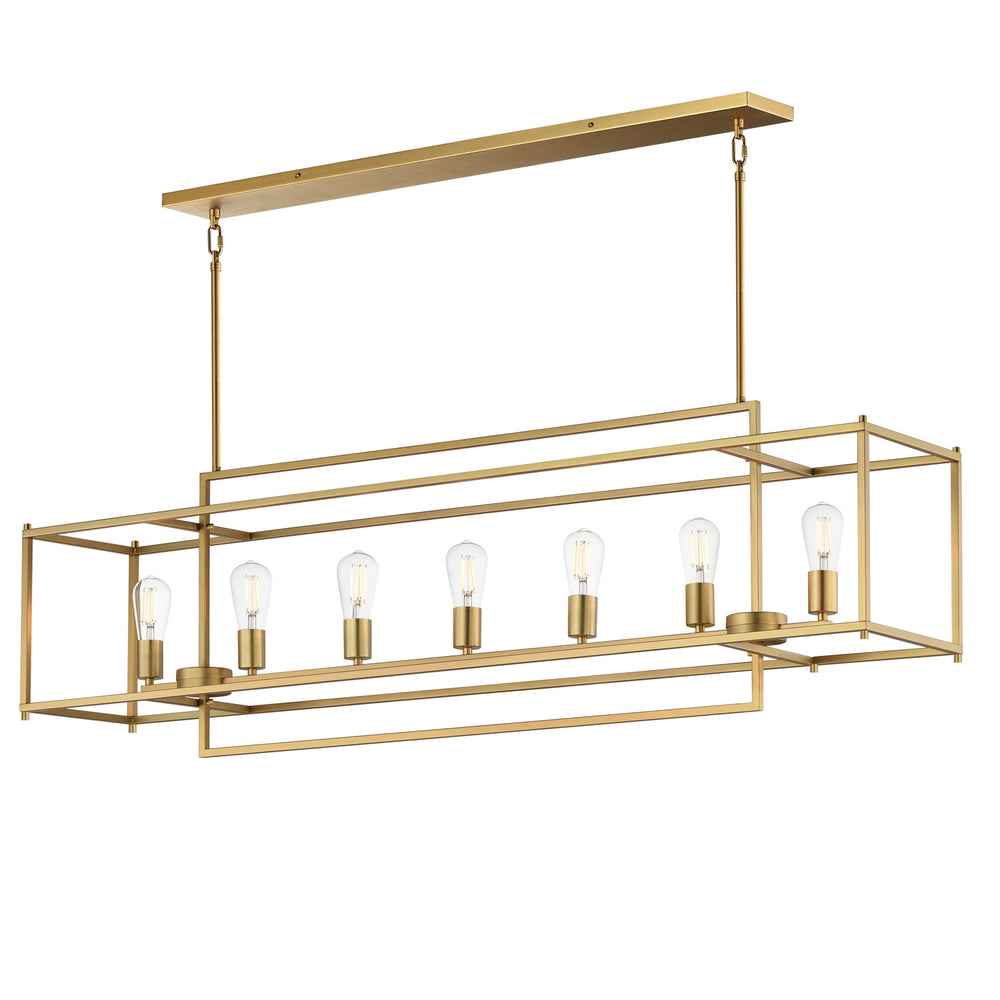 Maxim - Seven Light Linear Pendant - Gridline - Natural Aged Brass- Union Lighting Luminaires Decor