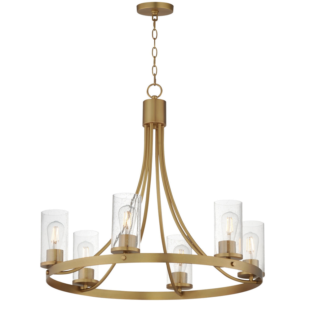 Maxim - Six Light Chandelier - Livingston - Natural Aged Brass- Union Lighting Luminaires Decor