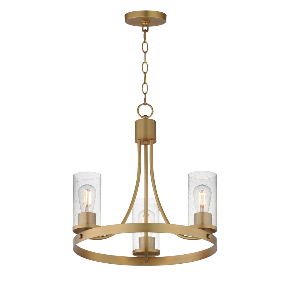 Maxim - Three Light Chandelier - Livingston - Natural Aged Brass- Union Lighting Luminaires Decor