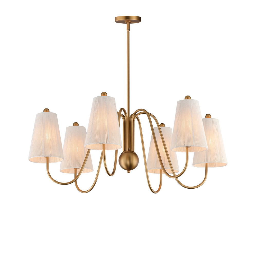 Maxim - Six Light Chandelier - Valette - Natural Aged Brass- Union Lighting Luminaires Decor