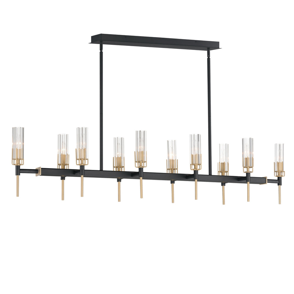 Maxim - Ten Light Linear Pendant - Flambeau - Black / Antique Brass- Union Lighting Luminaires Decor