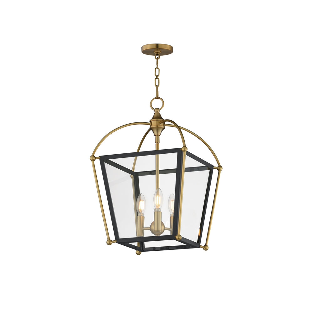 Maxim - Three Light Foyer Pendant - McCadden - Black / Natural Aged Brass- Union Lighting Luminaires Decor