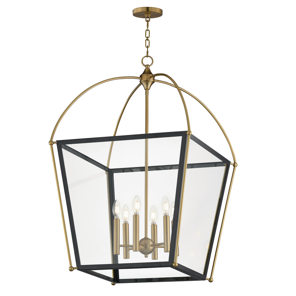 Maxim - Six Light Pendant - McCadden - Black / Natural Aged Brass- Union Lighting Luminaires Decor