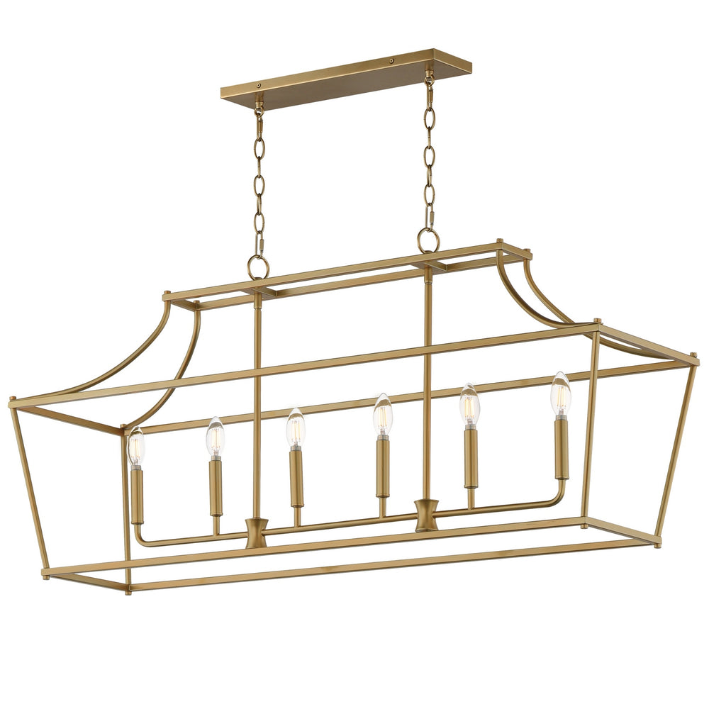 Maxim - Six Light Linear Pendant - Clifton - Natural Aged Brass- Union Lighting Luminaires Decor