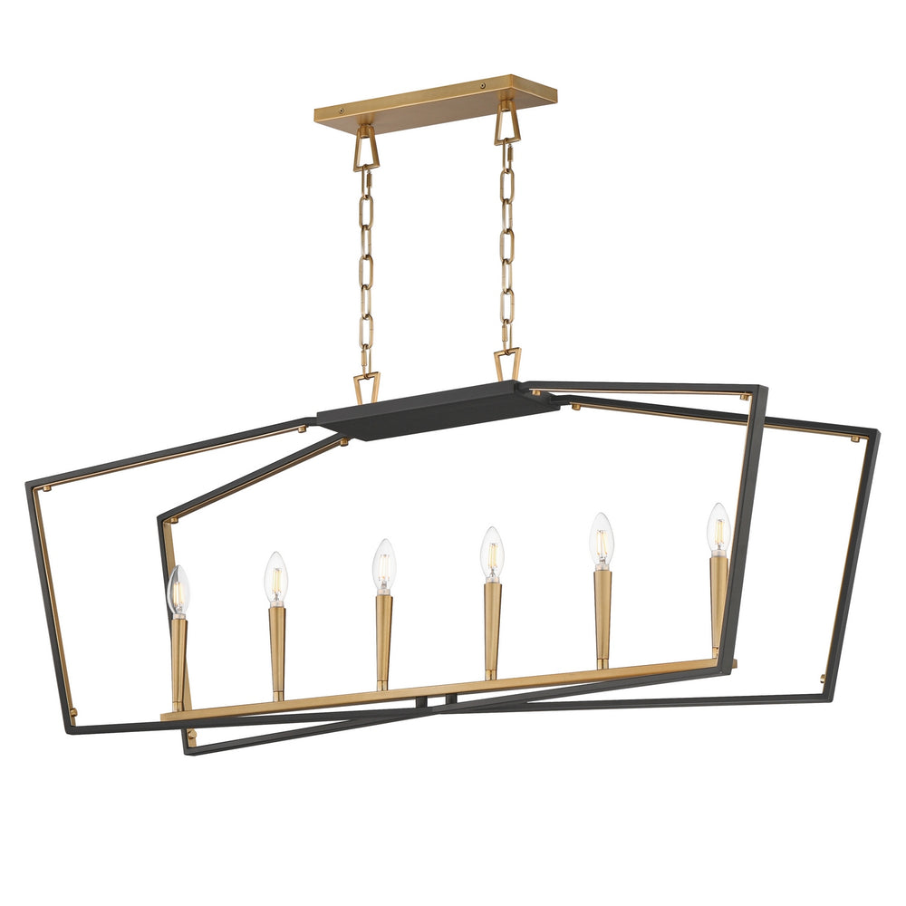 Maxim - Six Light Linear Pendant - Melrose - Black / Natural Aged Brass- Union Lighting Luminaires Decor