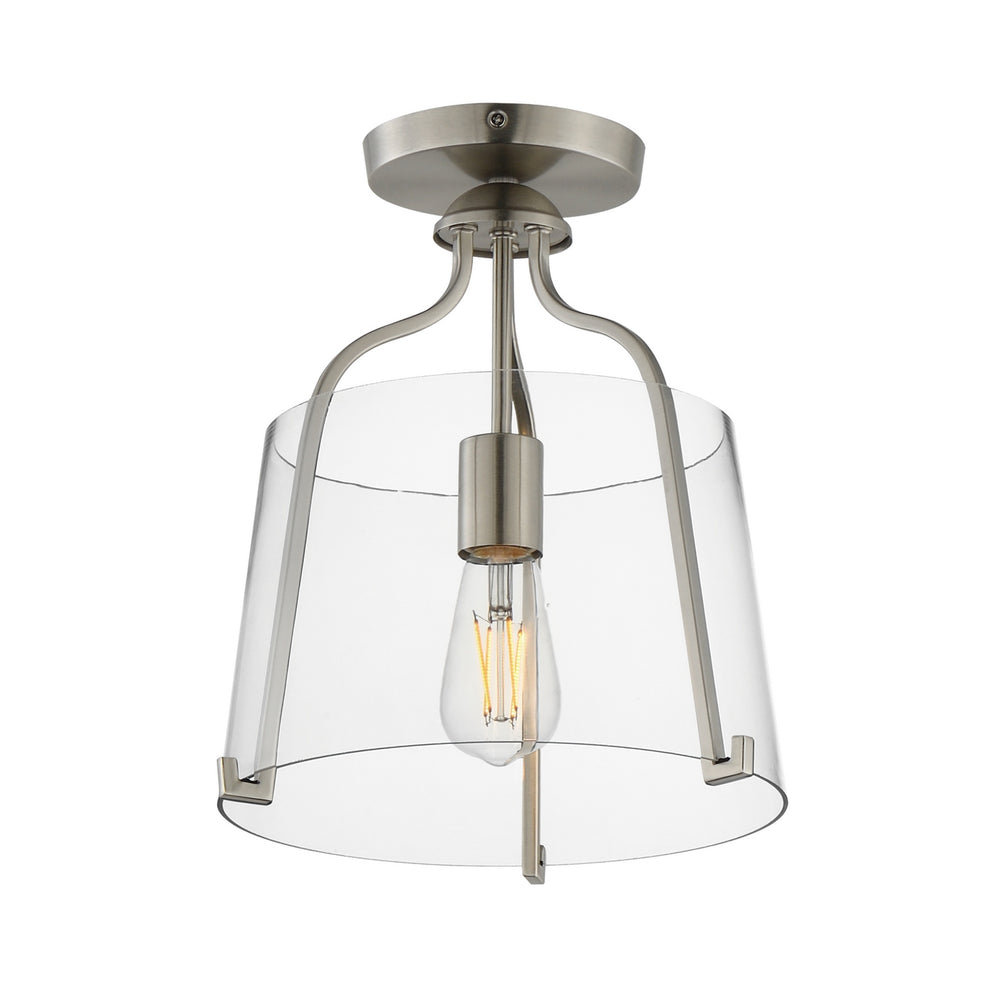 Maxim - One Light Semi-Flush Mount - Bellmore - Satin Nickel- Union Lighting Luminaires Decor