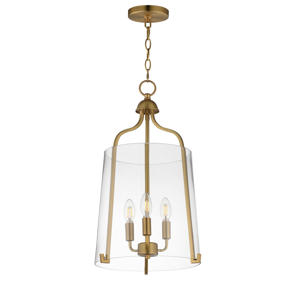 Maxim - Three Light Foyer Pendant - Bellmore - Natural Aged Brass- Union Lighting Luminaires Decor