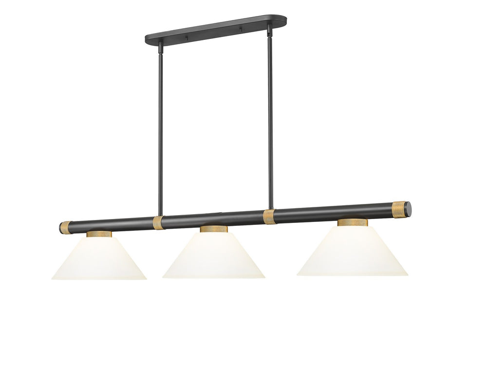 Z-Lite Canada - Three Light Billiard - Vanguard - Matte Black + Rubbed Brass- Union Lighting Luminaires Decor