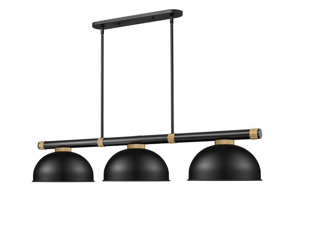 Z-Lite Canada - Three Light Billiard - Vanguard - Matte Black + Rubbed Brass- Union Lighting Luminaires Decor