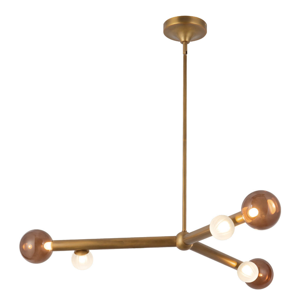 Kuzco Canada - LED Chandelier - Reese - Vintage Brass/Amber Glass- Union Lighting Luminaires Decor