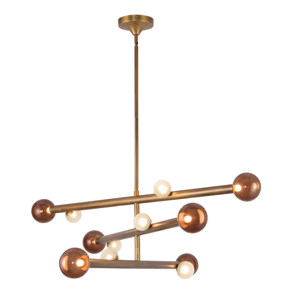 Kuzco Canada - LED Chandelier - Reese - Vintage Brass/Amber Glass- Union Lighting Luminaires Decor