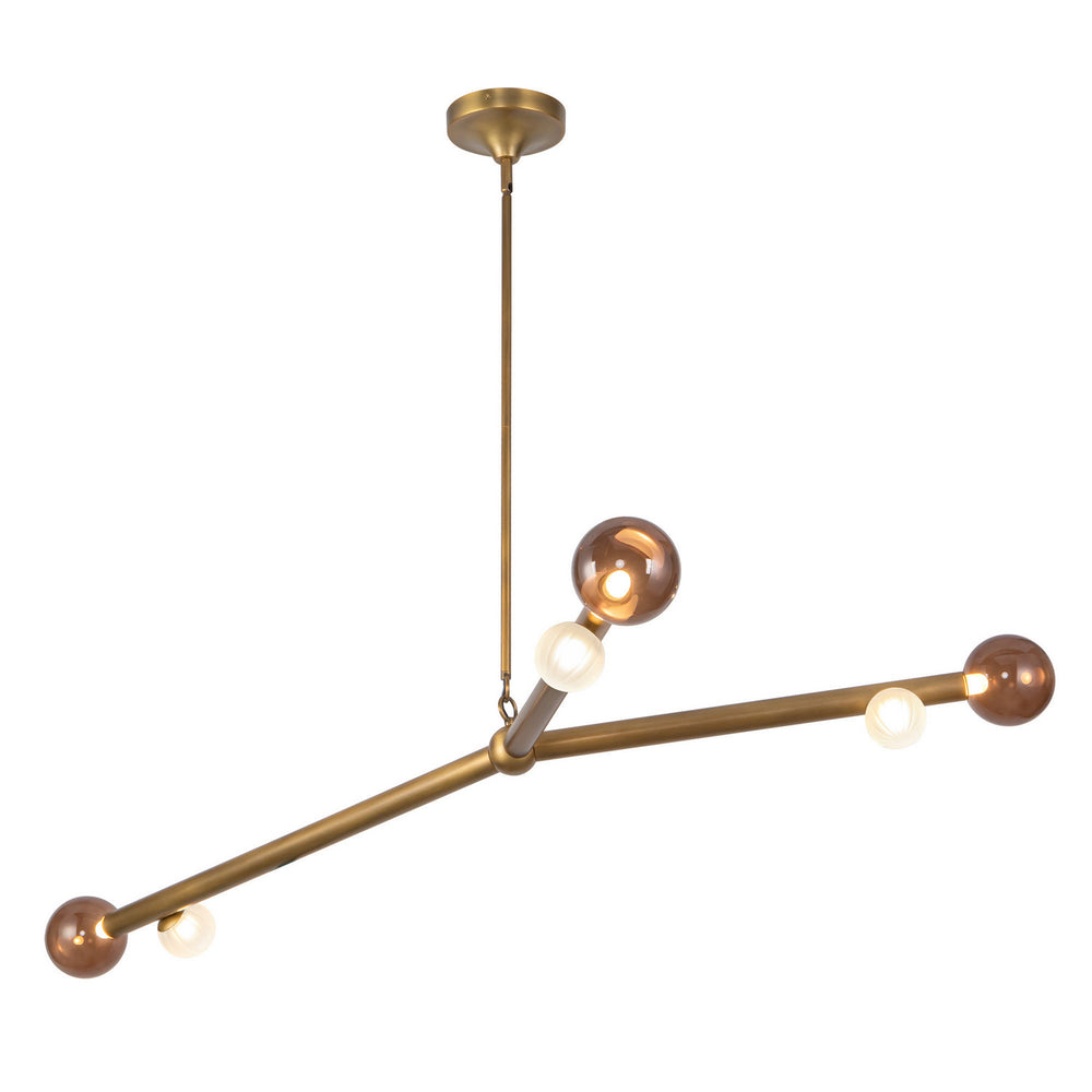 Kuzco Canada - LED Chandelier - Reese - Vintage Brass/Amber Glass- Union Lighting Luminaires Decor