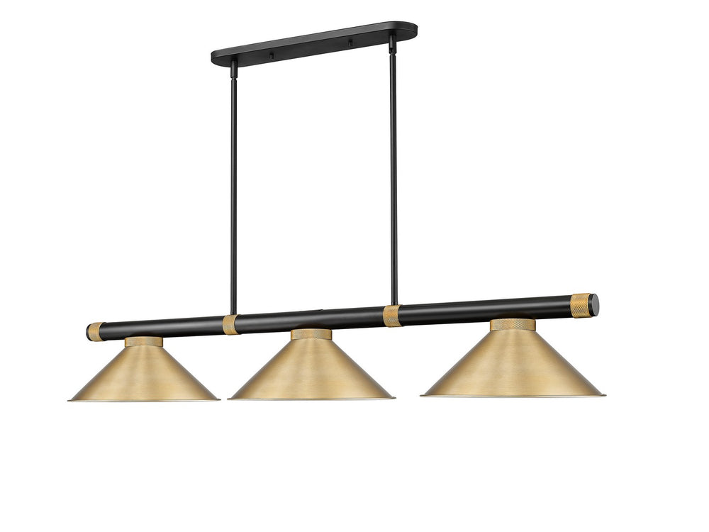 Z-Lite Canada - Three Light Billiard - Vanguard - Matte Black + Rubbed Brass- Union Lighting Luminaires Decor
