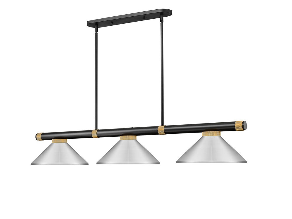 Z-Lite Canada - Three Light Billiard - Vanguard - Matte Black + Rubbed Brass- Union Lighting Luminaires Decor