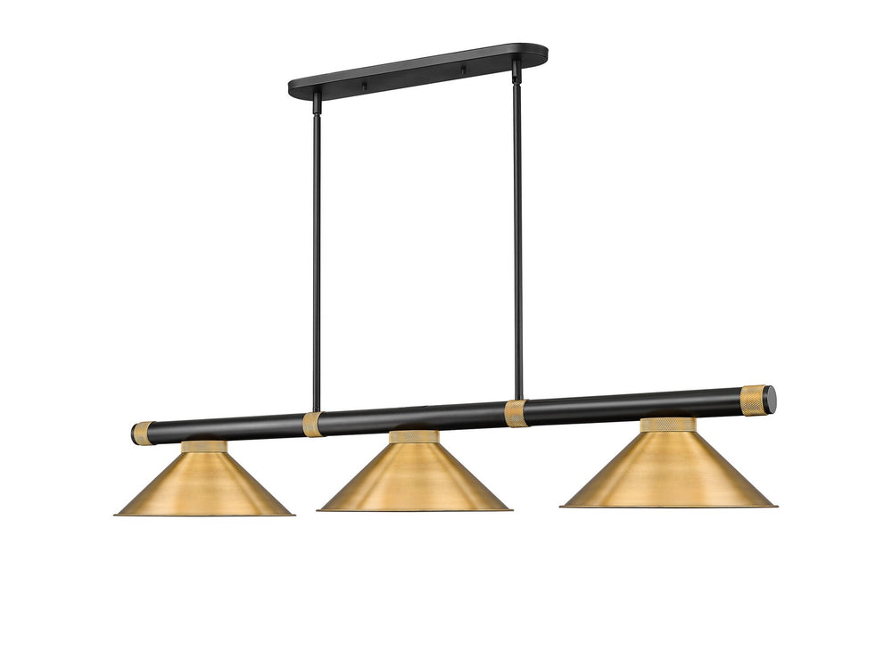 Z-Lite Canada - Three Light Billiard - Vanguard - Matte Black + Rubbed Brass- Union Lighting Luminaires Decor