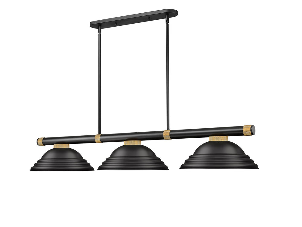 Z-Lite Canada - Three Light Billiard - Vanguard - Matte Black + Rubbed Brass- Union Lighting Luminaires Decor