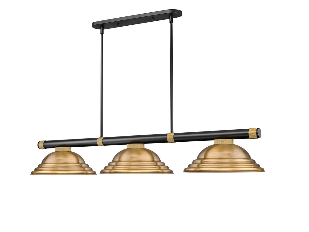 Z-Lite Canada - Three Light Billiard - Vanguard - Matte Black + Rubbed Brass- Union Lighting Luminaires Decor