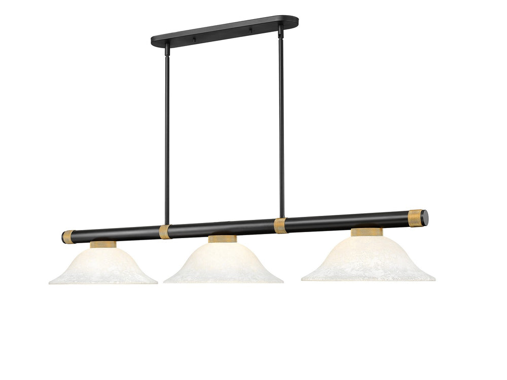 Z-Lite Canada - Three Light Billiard - Vanguard - Matte Black + Rubbed Brass- Union Lighting Luminaires Decor