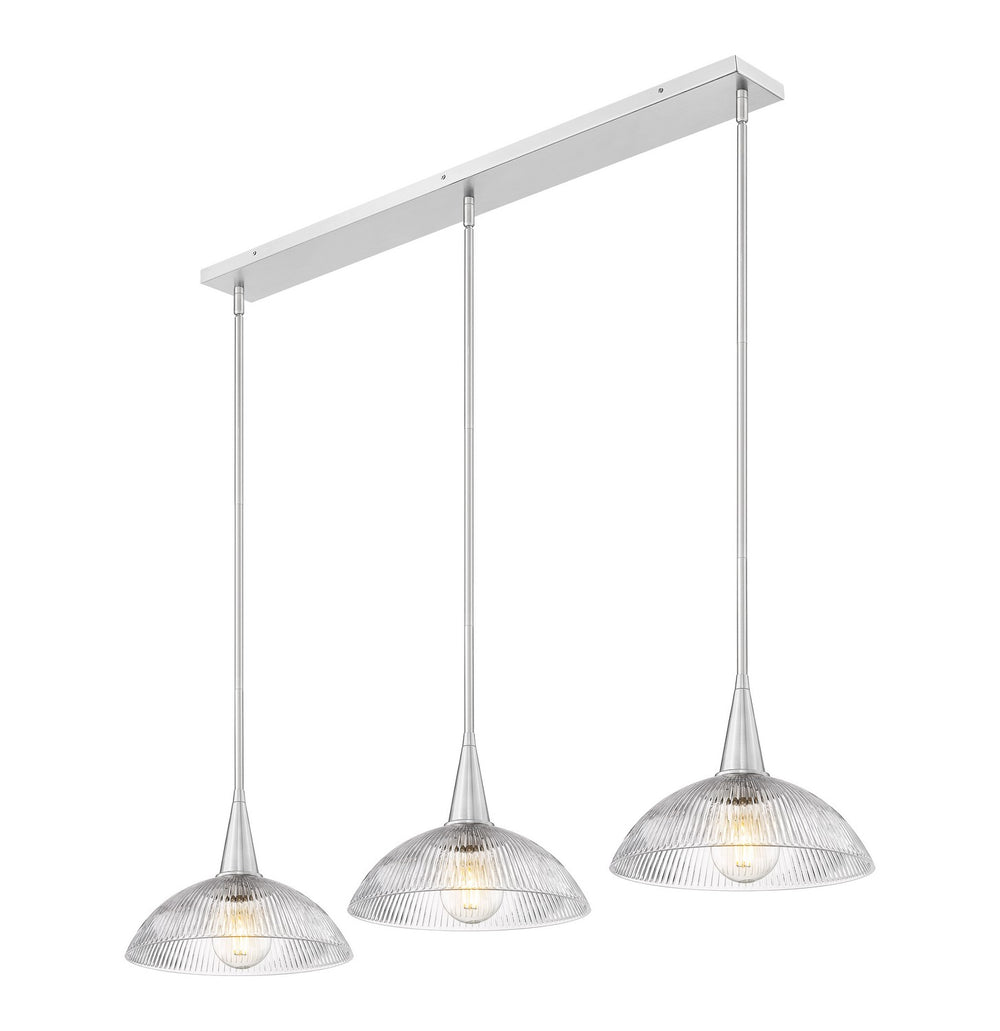 Z-Lite Canada - Three Light Linear Chandelier - Lunelle - Brushed Nickel- Union Lighting Luminaires Decor
