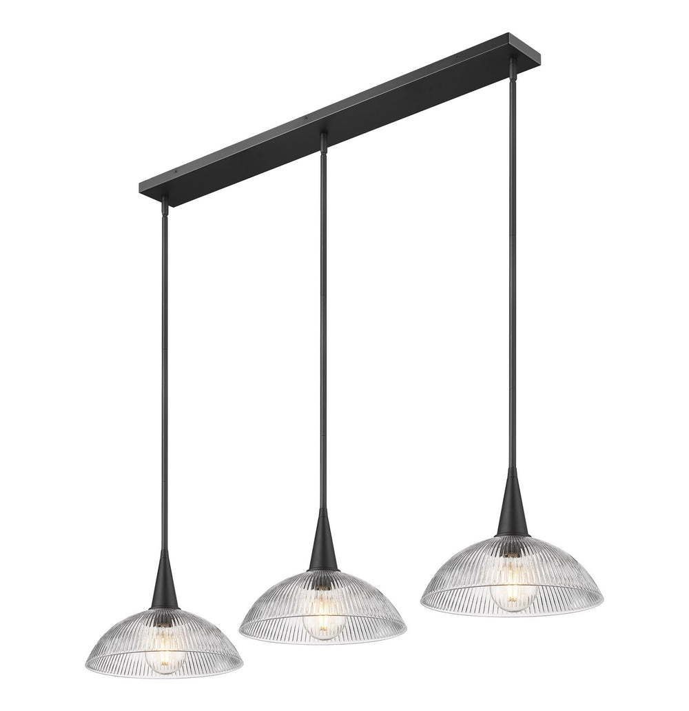 Z-Lite Canada - Three Light Linear Chandelier - Lunelle - Matte Black- Union Lighting Luminaires Decor