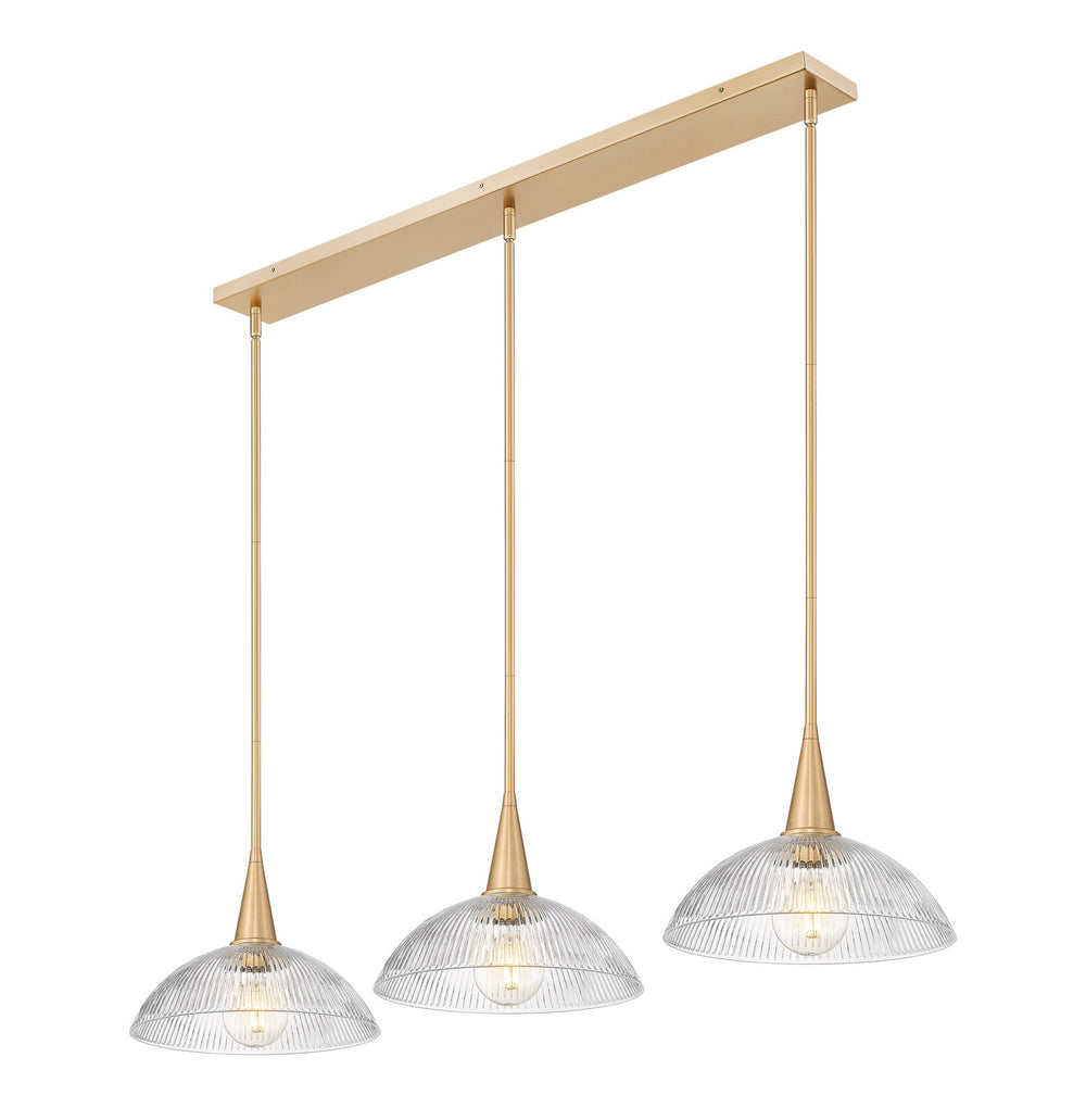 Z-Lite Canada - Three Light Linear Chandelier - Lunelle - Modern Gold- Union Lighting Luminaires Decor