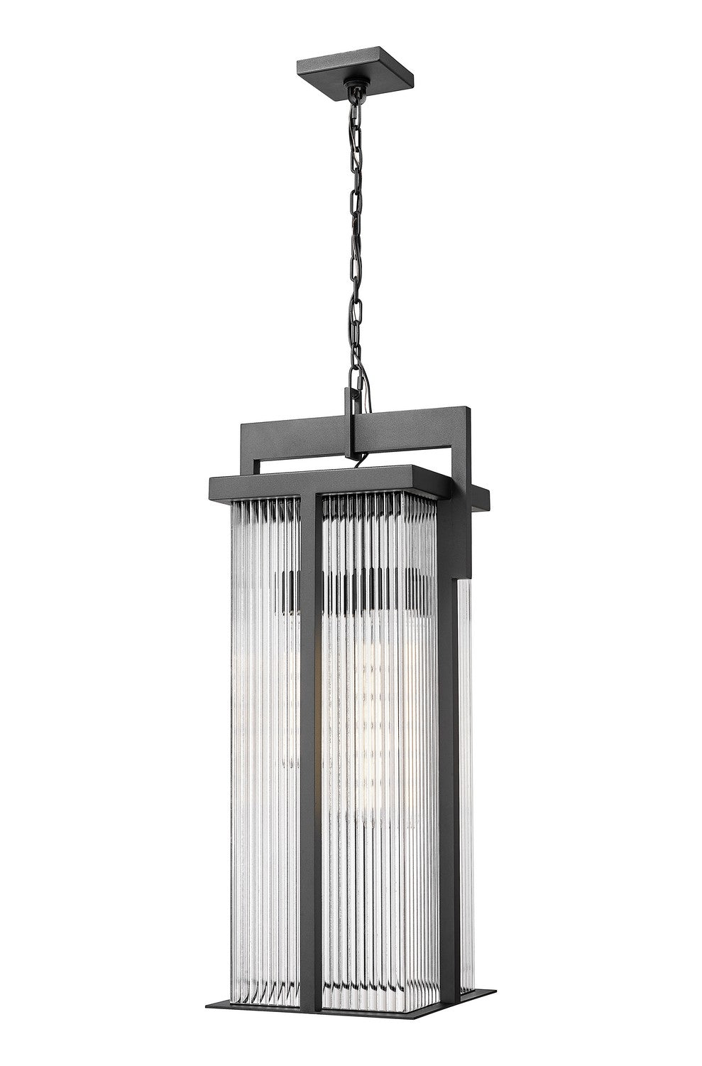 Z-Lite Canada - Three Light Outdoor Chain Mount Ceiling Fixture - Fortis - Sand Black- Union Lighting Luminaires Decor