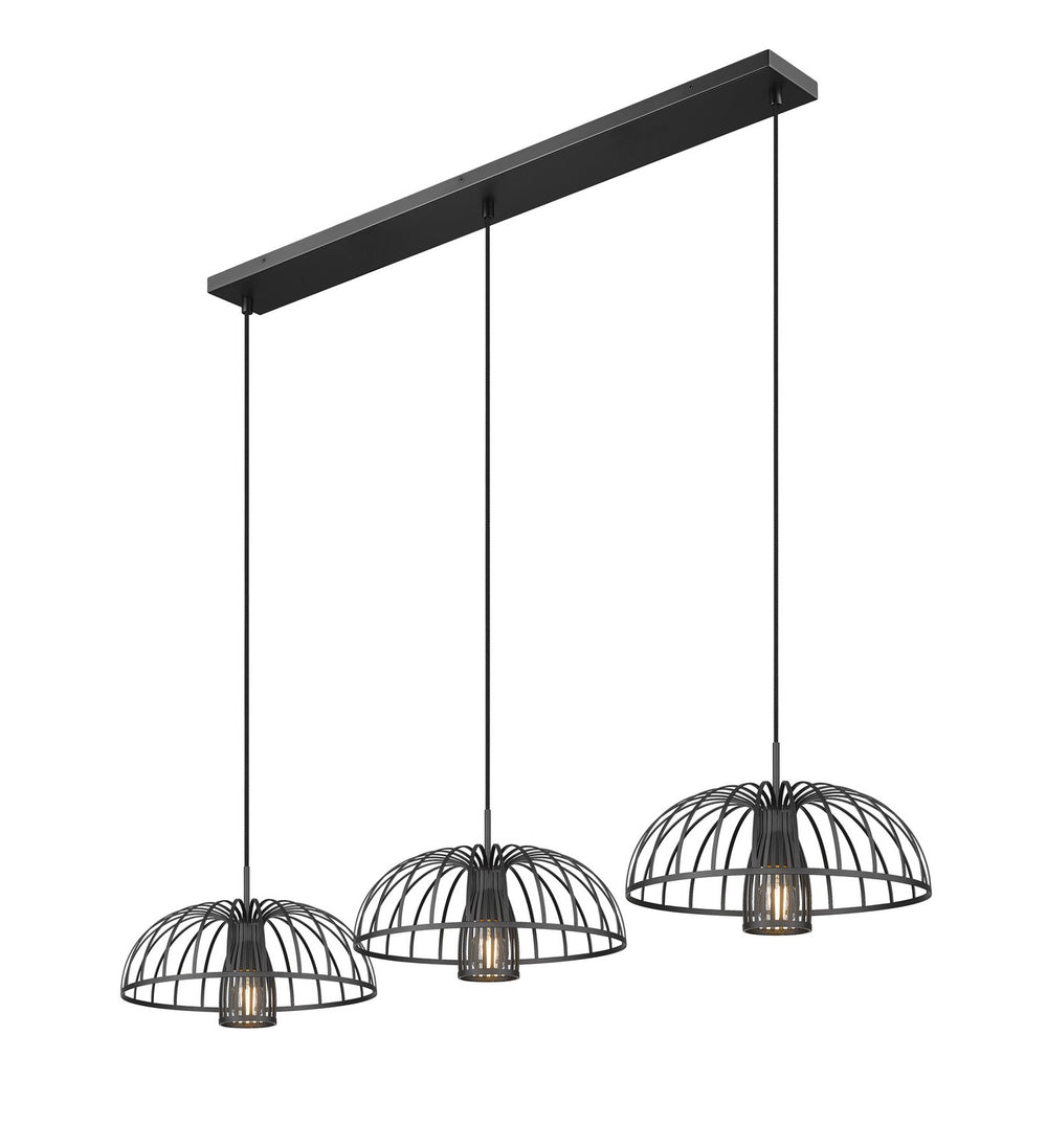 Z-Lite Canada - Three Light Linear Chandelier - Valencia - Matte Black- Union Lighting Luminaires Decor