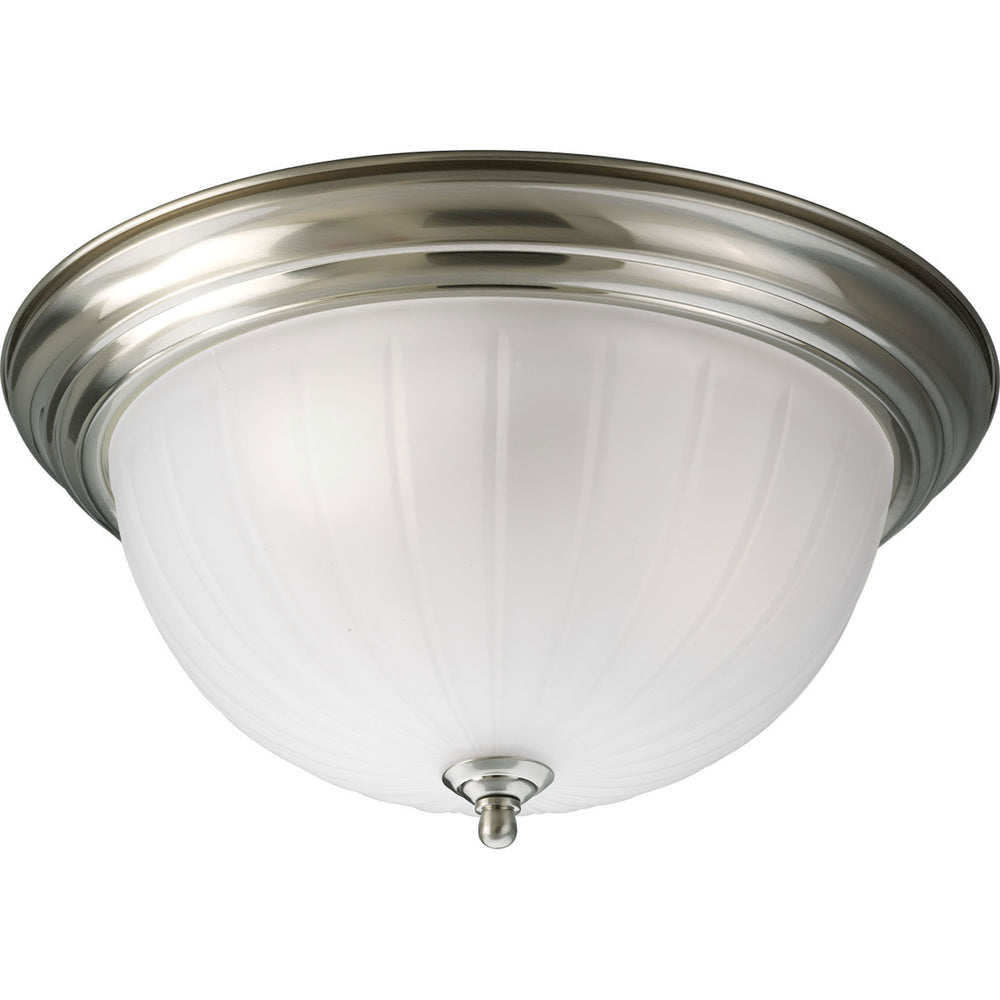 Progress Canada - Three Light Flush Mount - Melon Glass - Brushed Nickel- Union Lighting Luminaires Decor