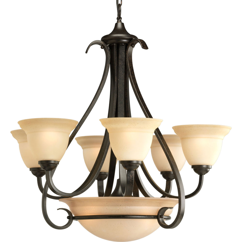 Progress Canada - Six Light Chandelier - Torino - Forged Bronze- Union Lighting Luminaires Decor