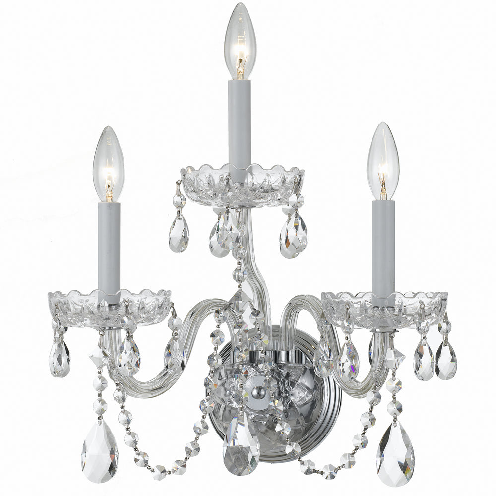 Crystorama - Three Light Wall Sconce - Traditional Crystal - Polished Chrome- Union Lighting Luminaires Decor