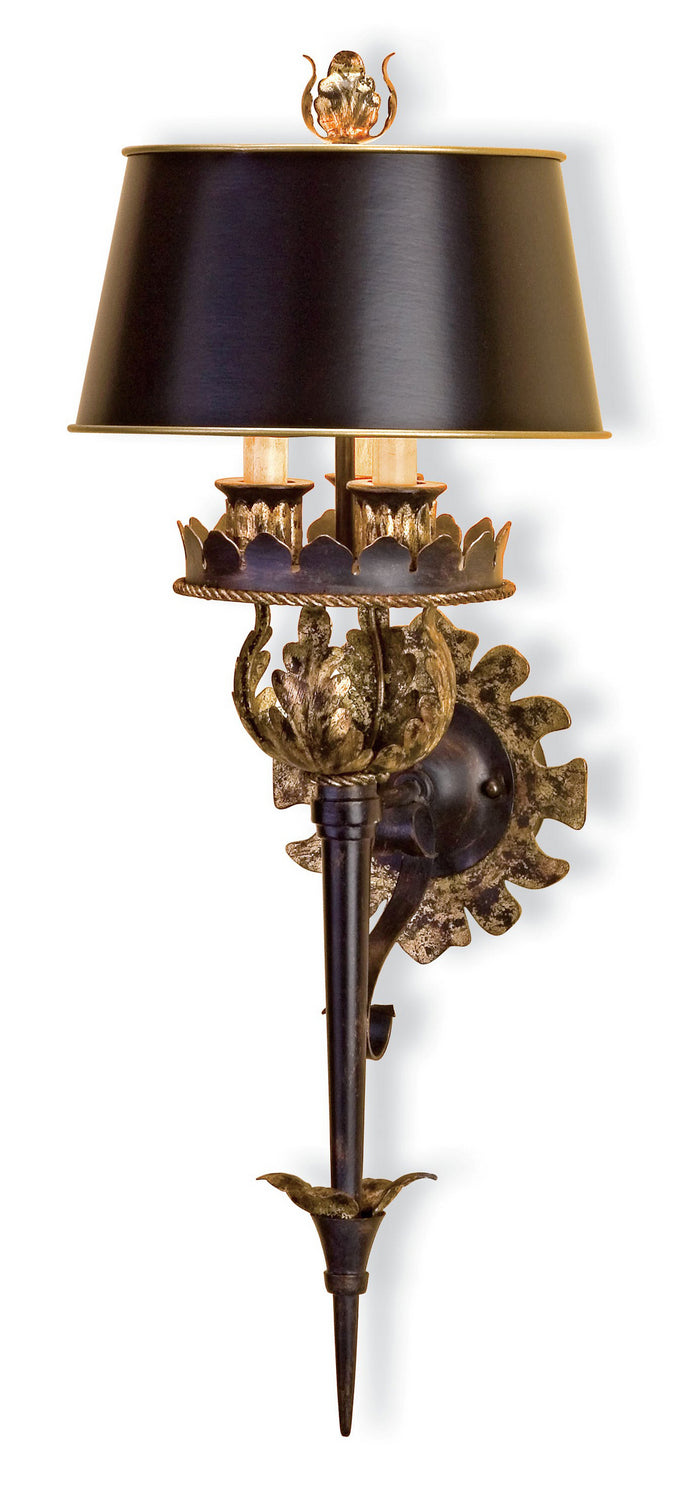 Currey and Company - Three Light Wall Sconce - The Duke - Zanzibar Gold Leaf/Zanzibar Black- Union Lighting Luminaires Decor