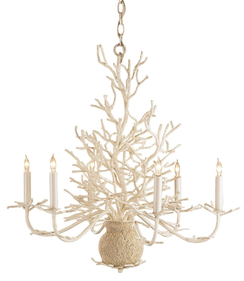 Currey and Company - Six Light Chandelier - Seaward Collection - White Coral/Natural Sand- Union Lighting Luminaires Decor