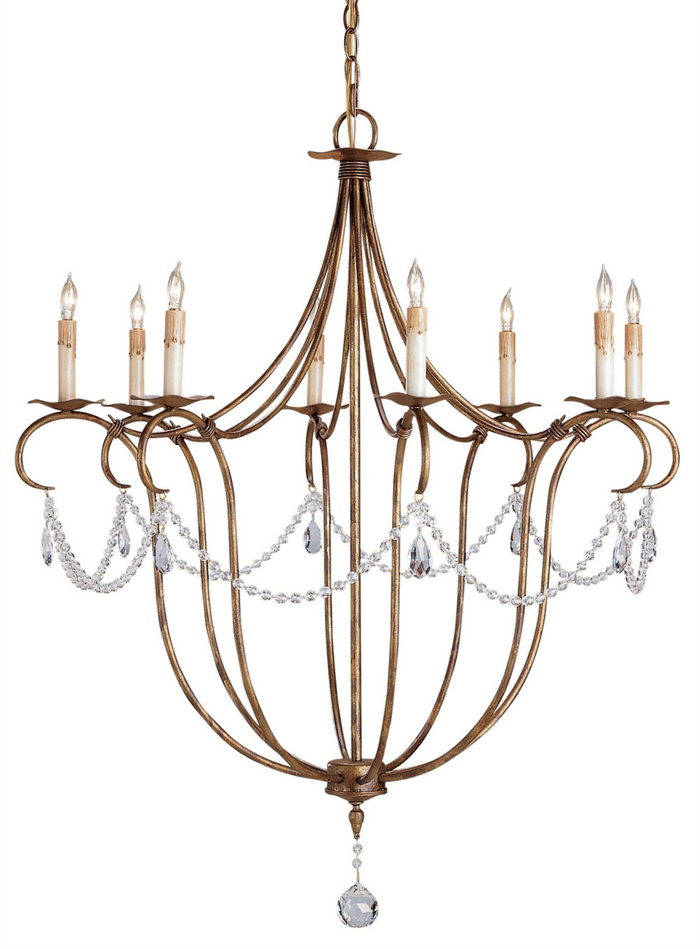 Currey and Company - Eight Light Chandelier - Crystal Lights Collection - Rhine Gold- Union Lighting Luminaires Decor