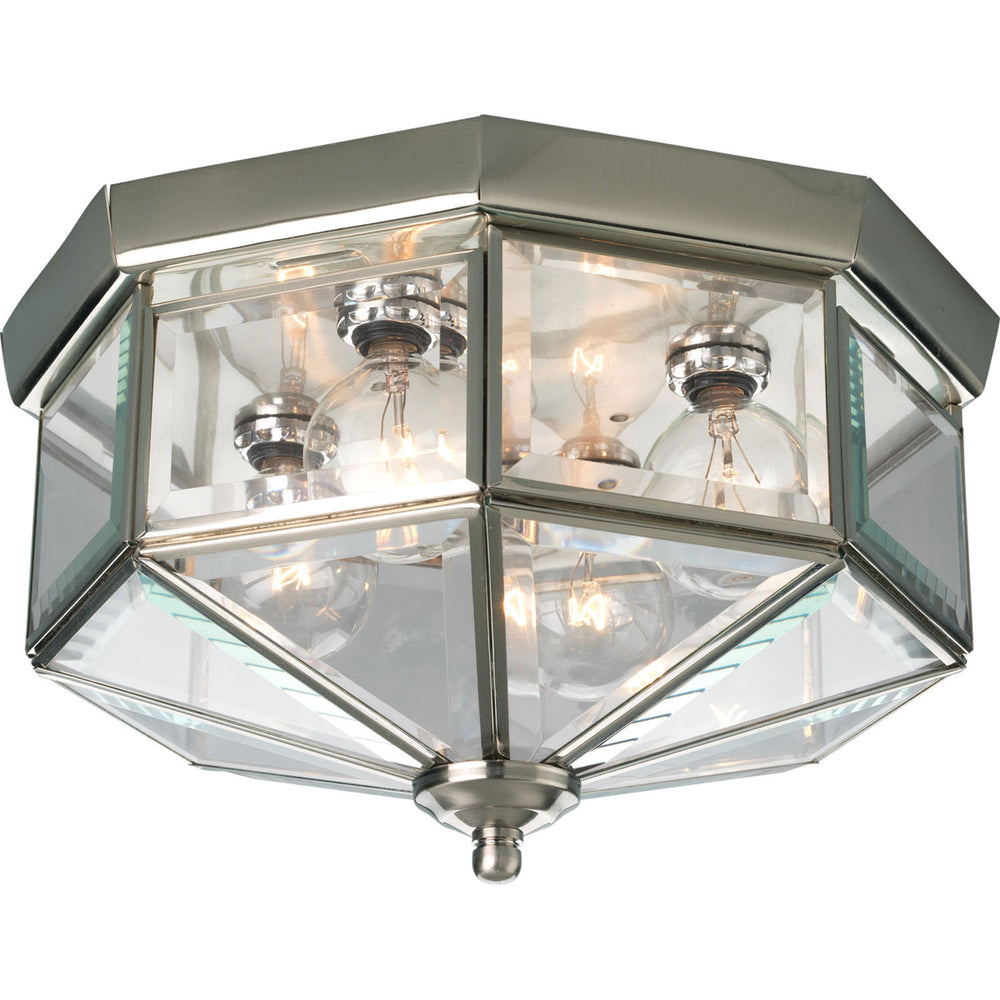 Progress Canada - Four Light Flush Mount - Beveled Glass - Brushed Nickel- Union Lighting Luminaires Decor