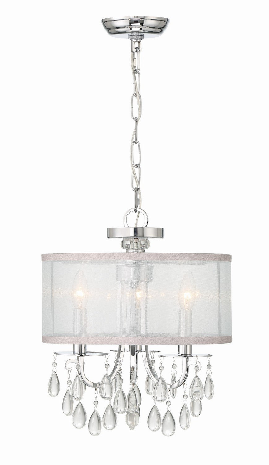 Crystorama - Three Light Mini Chandelier - Hampton - Polished Chrome- Union Lighting Luminaires Decor