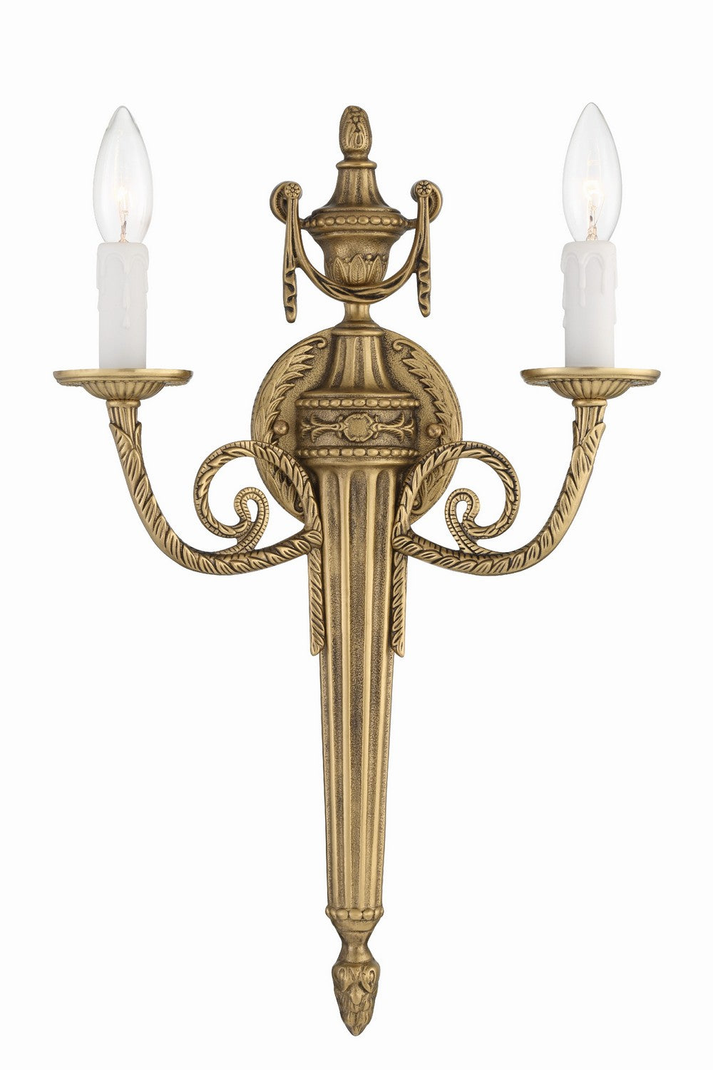 Crystorama - Two Light Wall Sconce - Cast Brass Wall Mount - Matte Brass- Union Lighting Luminaires Decor