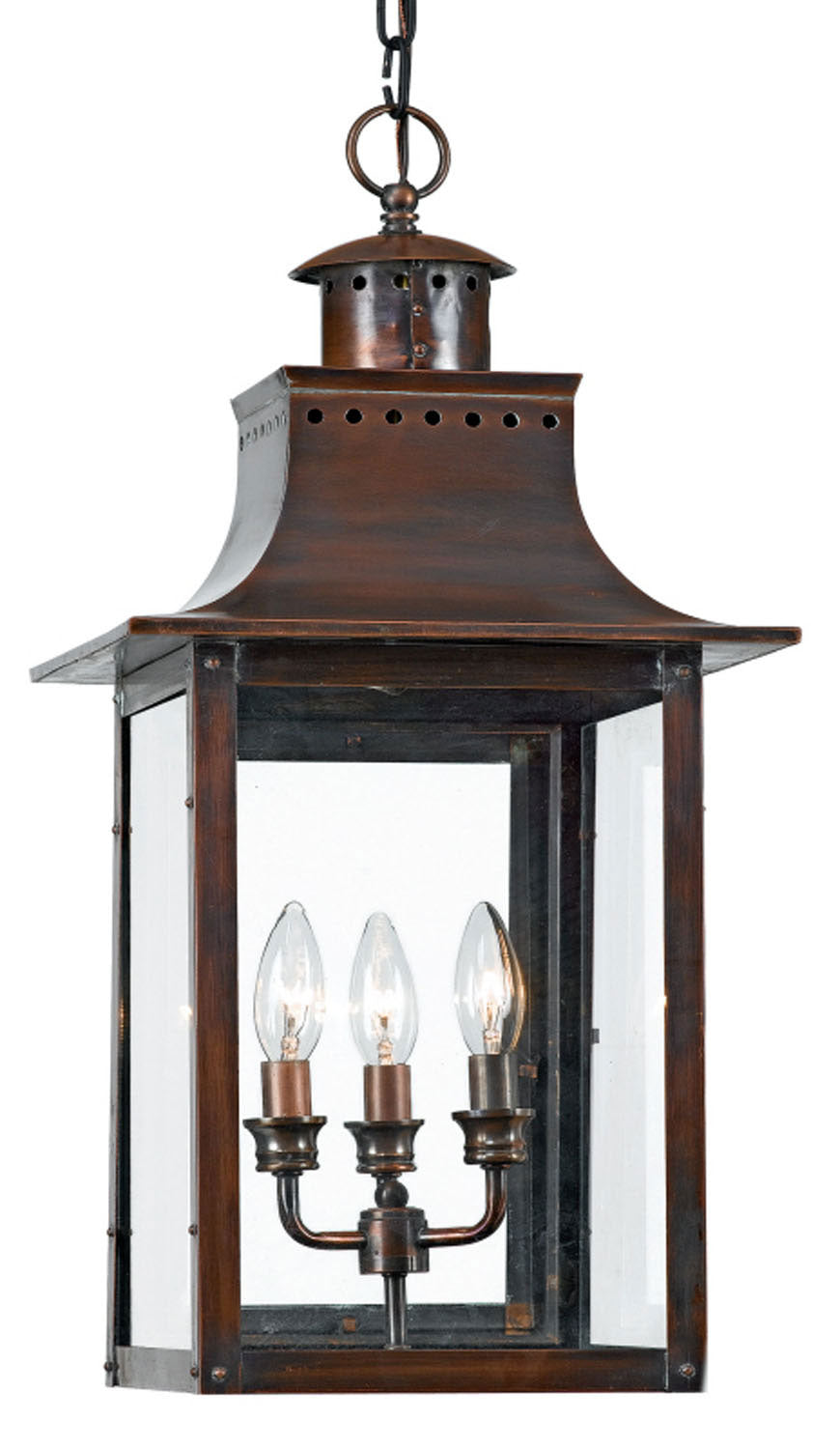Quoizel - Three Light Outdoor Hanging Lantern - Chalmers - Aged Copper- Union Lighting Luminaires Decor