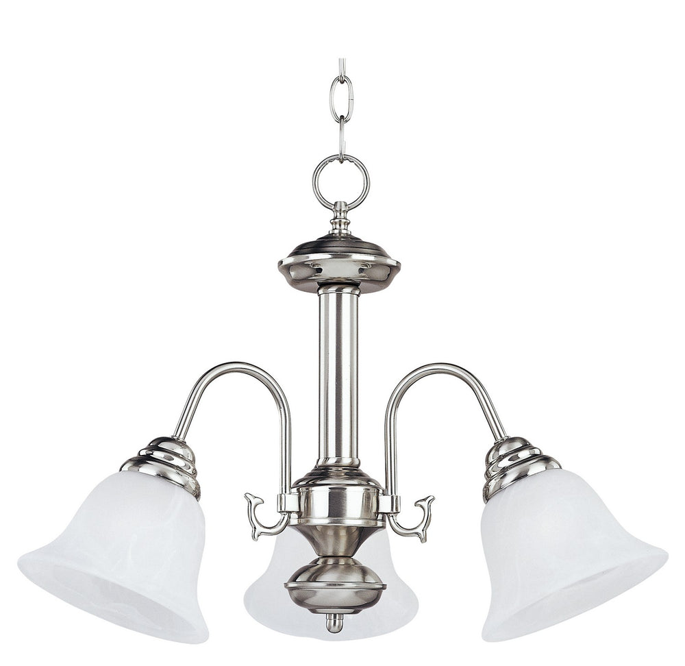 Maxim - Three Light Chandelier - Malaga - Satin Nickel- Union Lighting Luminaires Decor