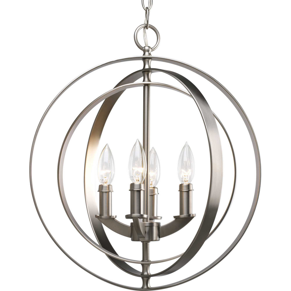 Progress Canada - Four Light Foyer Pendant - Equinox - Burnished Silver- Union Lighting Luminaires Decor