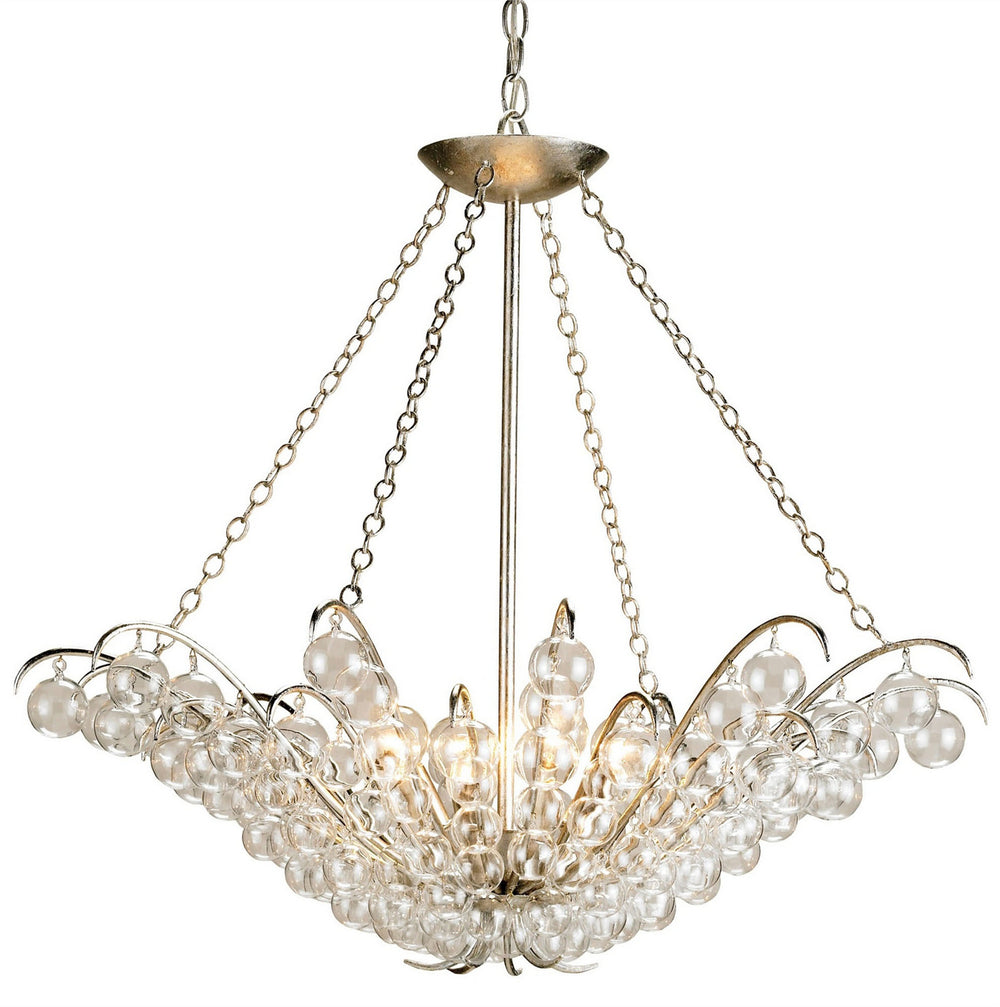 Currey and Company - Four Light Chandelier - Quantum Silver Chandelier - Contemporary Silver Leaf- Union Lighting Luminaires Decor