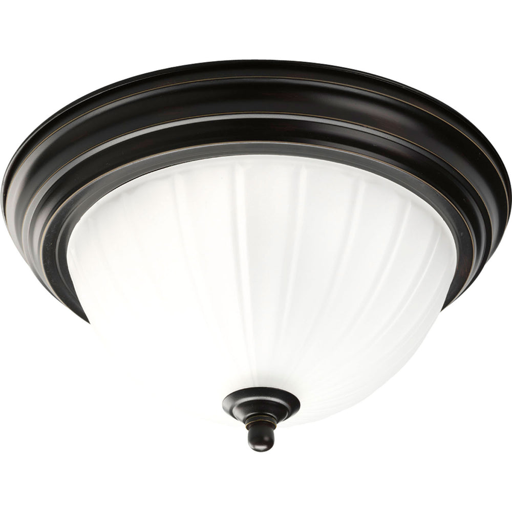 Progress Canada - One Light Flush Mount - Melon Glass - Antique Bronze- Union Lighting Luminaires Decor